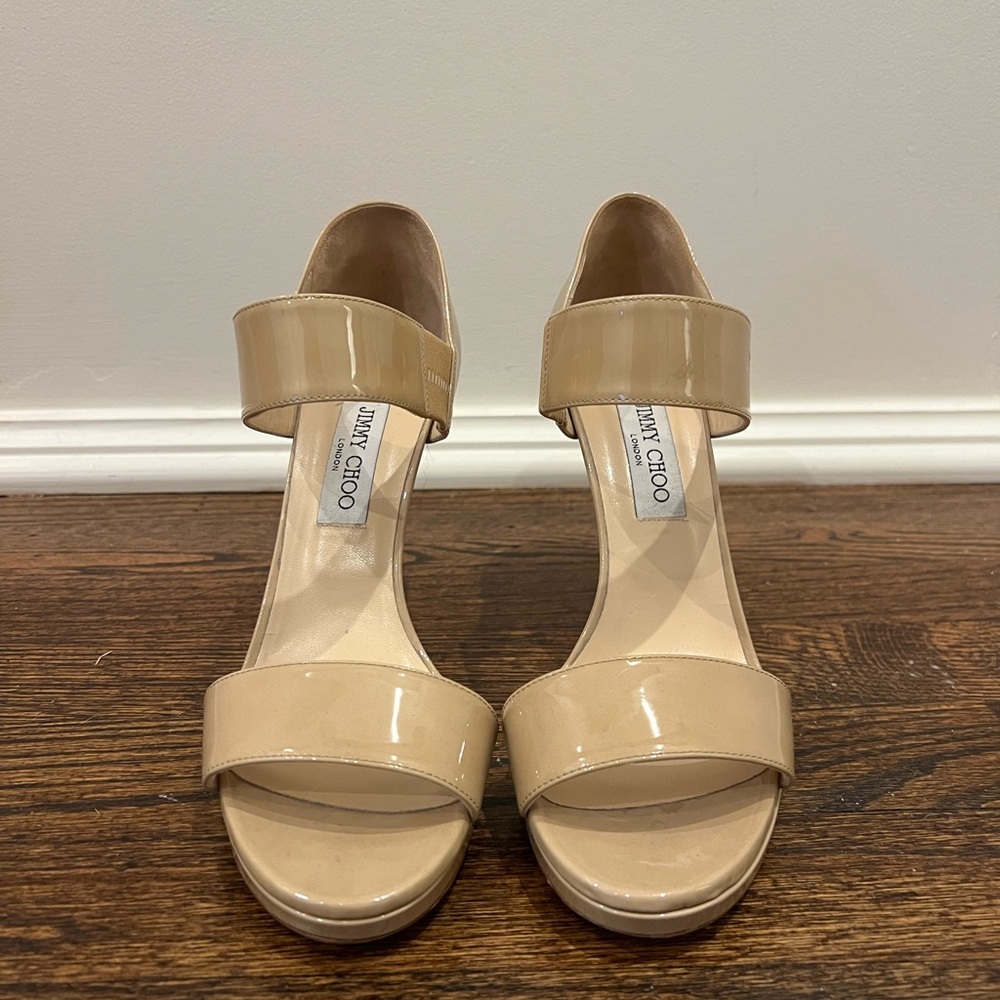 Jimmy Choo Beige Patent Leather Heels